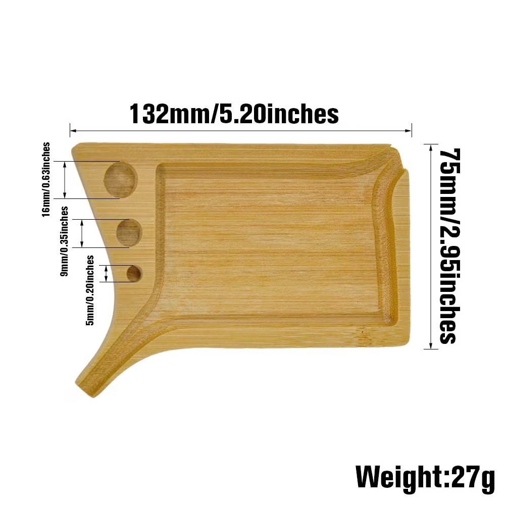 Mini Portable Natural Bamboo Rolling Tray with Rolled Cone Holder Multi Functional Tray - Image 2