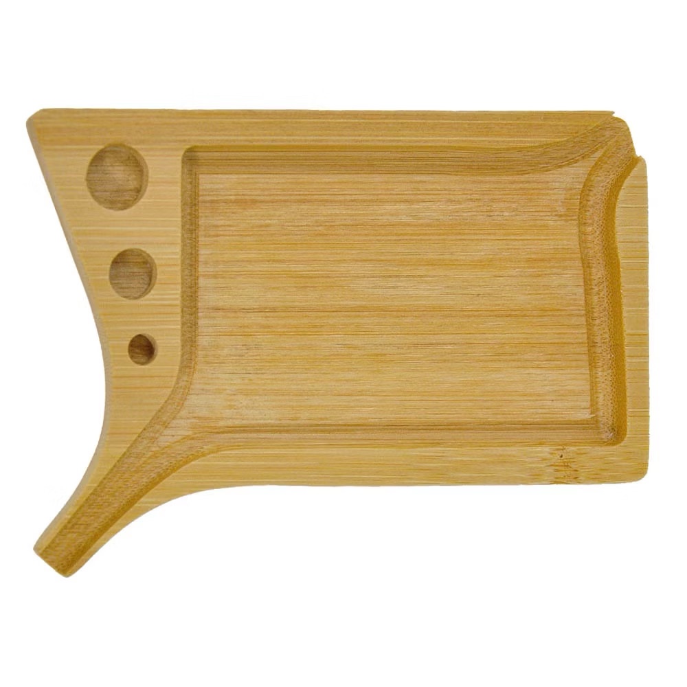 Mini Portable Natural Bamboo Rolling Tray with Rolled Cone Holder Multi Functional Tray - Image 4