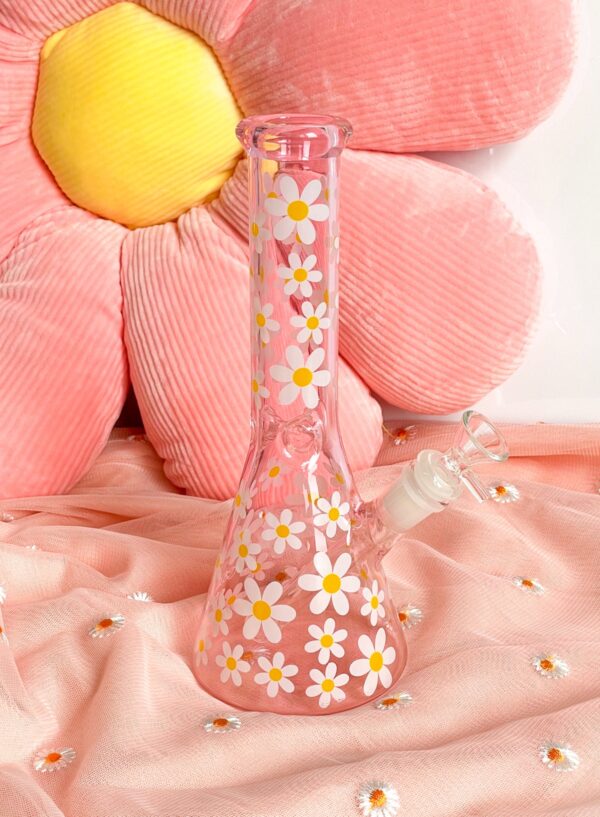 img_8230-2 GLASS BONG PINK DAISY FLOWER 25CM